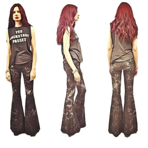 REGULAR LENGTH Tie Dye Bell Bottoms - High Waisted Tie Dyed Bells Boho Festival - Picture 2 of 10